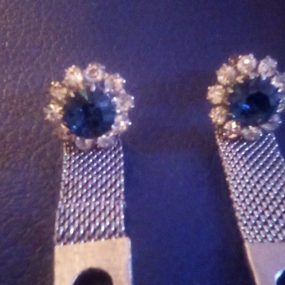 Vintage Swank Blue & Crystal cuff linkd